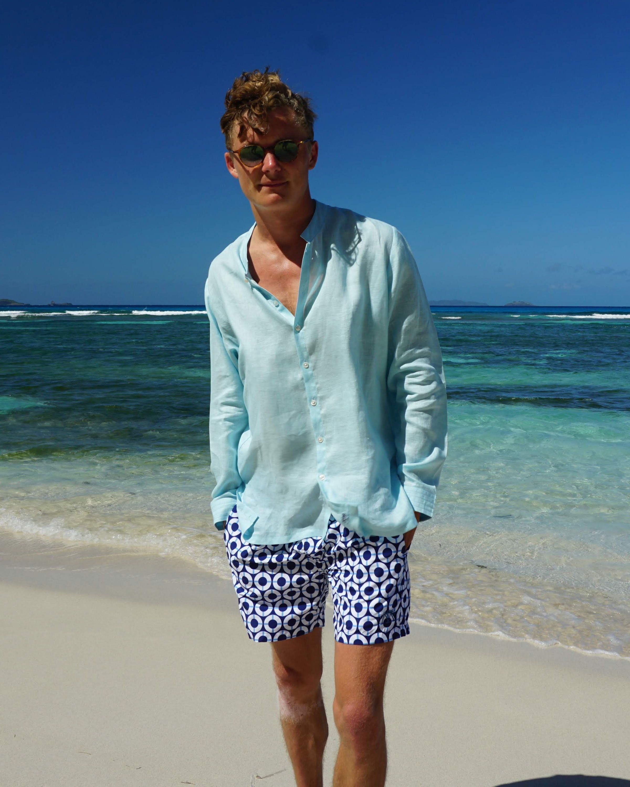 Linen Collarless Shirt