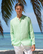 Linen Collarless Shirt