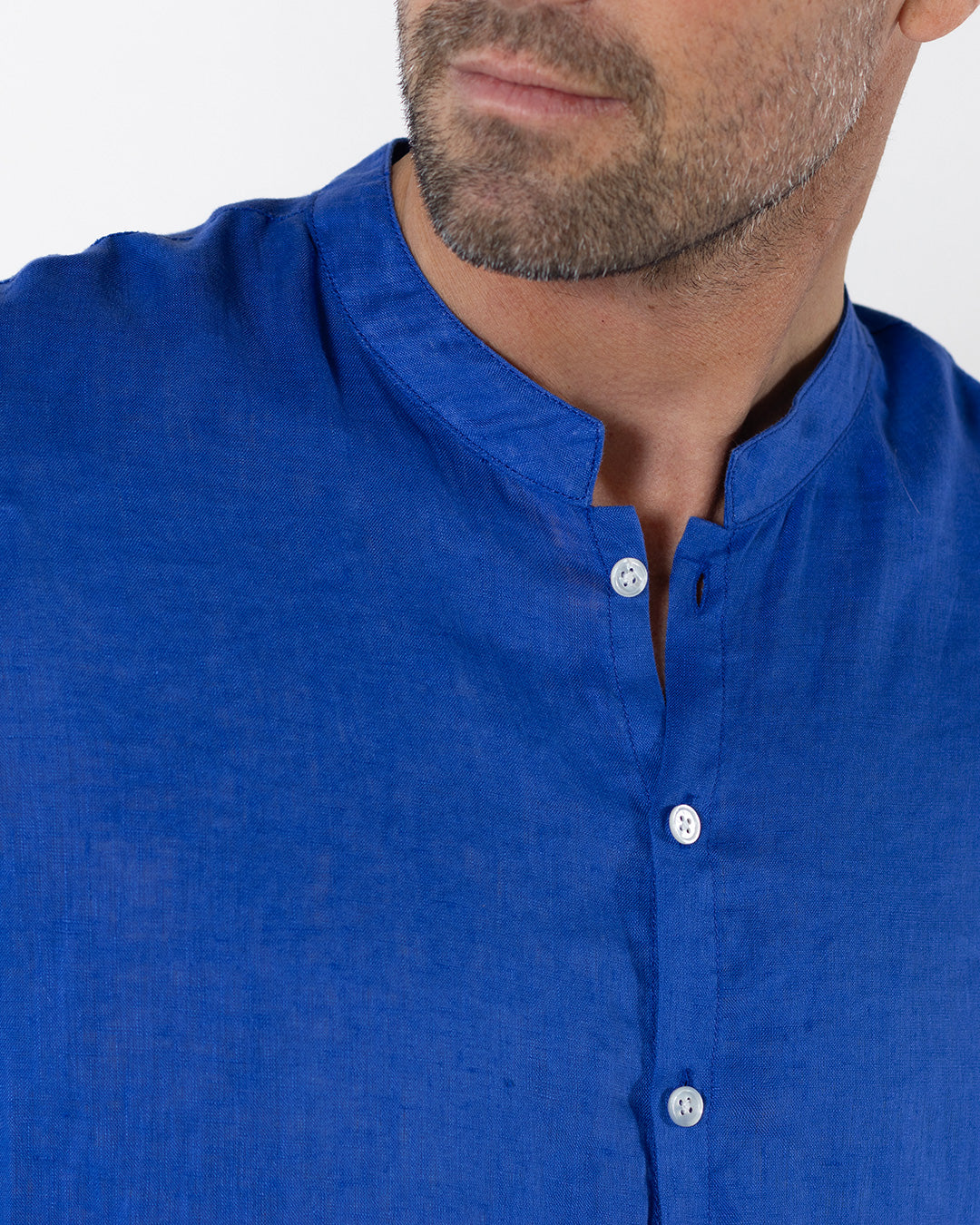 Linen Collarless Shirt