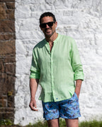 Linen Collarless Shirt