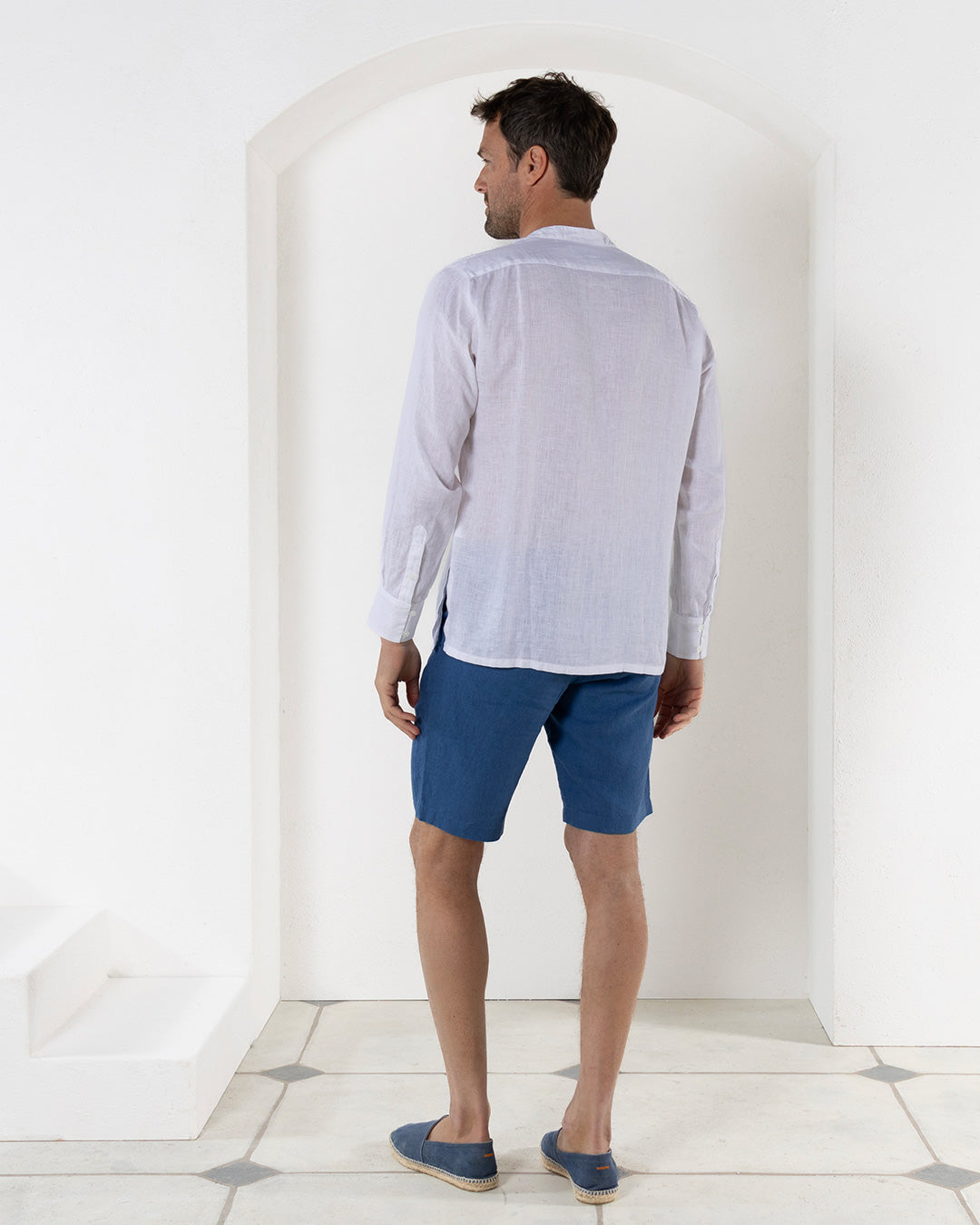 Linen Collarless Shirt