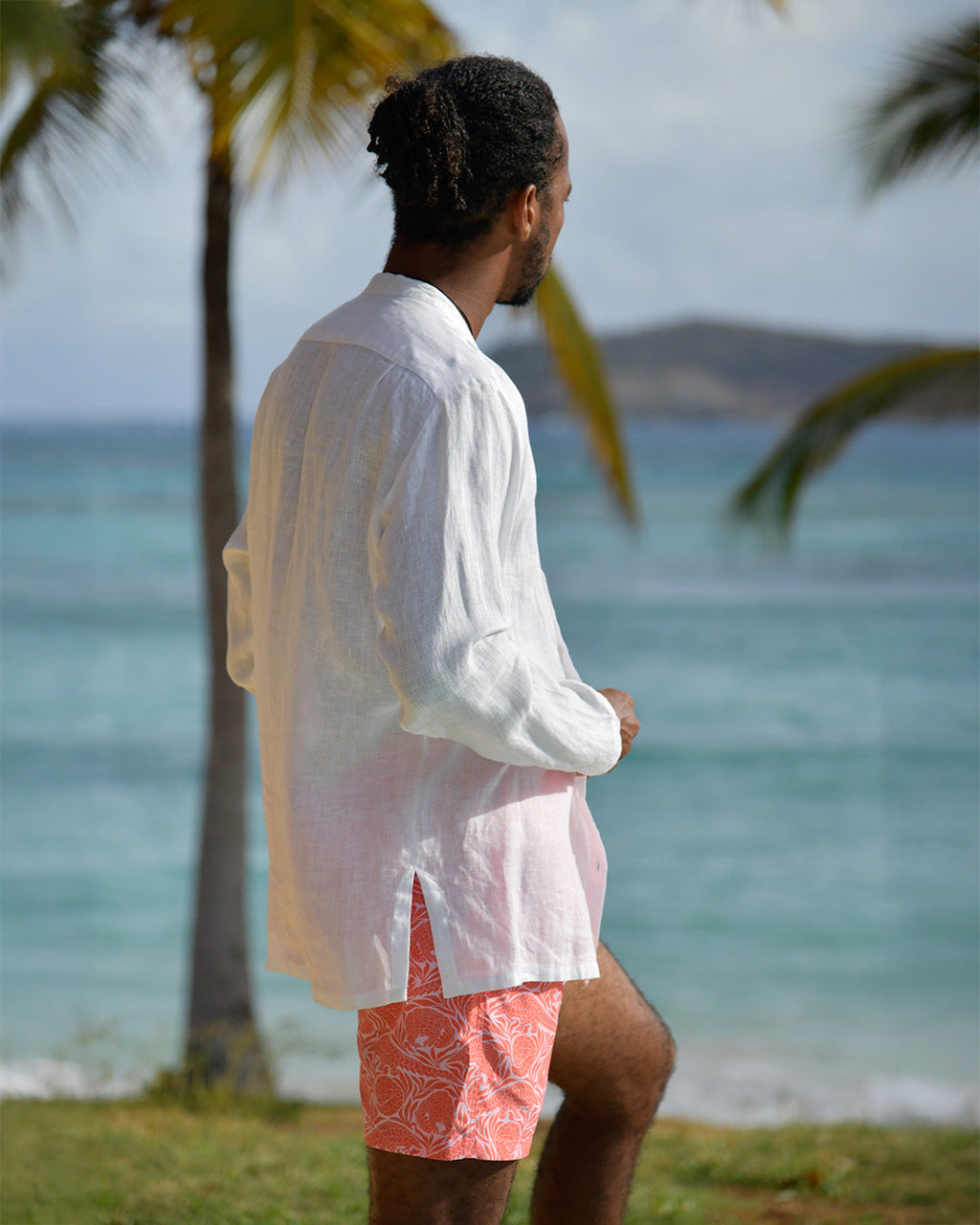 Linen Collarless Shirt