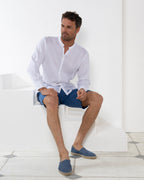 Linen Collarless Shirt