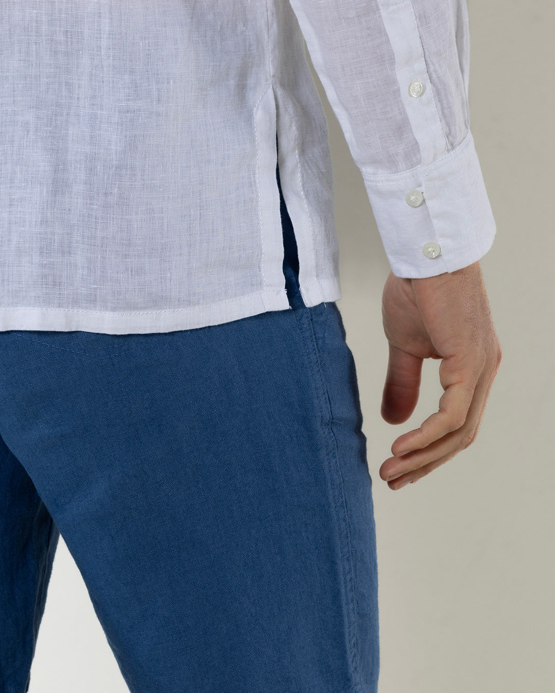 Linen Collarless Shirt