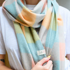 Mint Gingham Lambswool Scarf