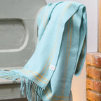 Mint Border Houndstooth Lambswool Scarf