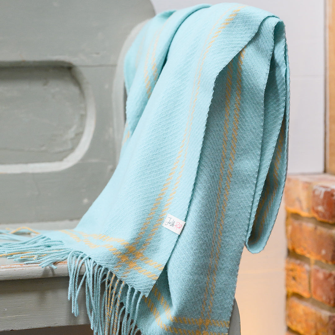 Mint Border Houndstooth Lambswool Scarf