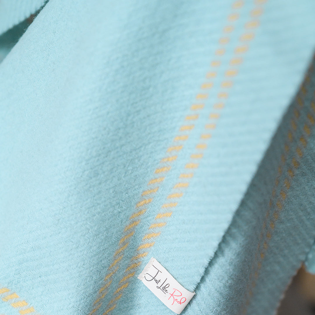 Mint Border Houndstooth Lambswool Scarf