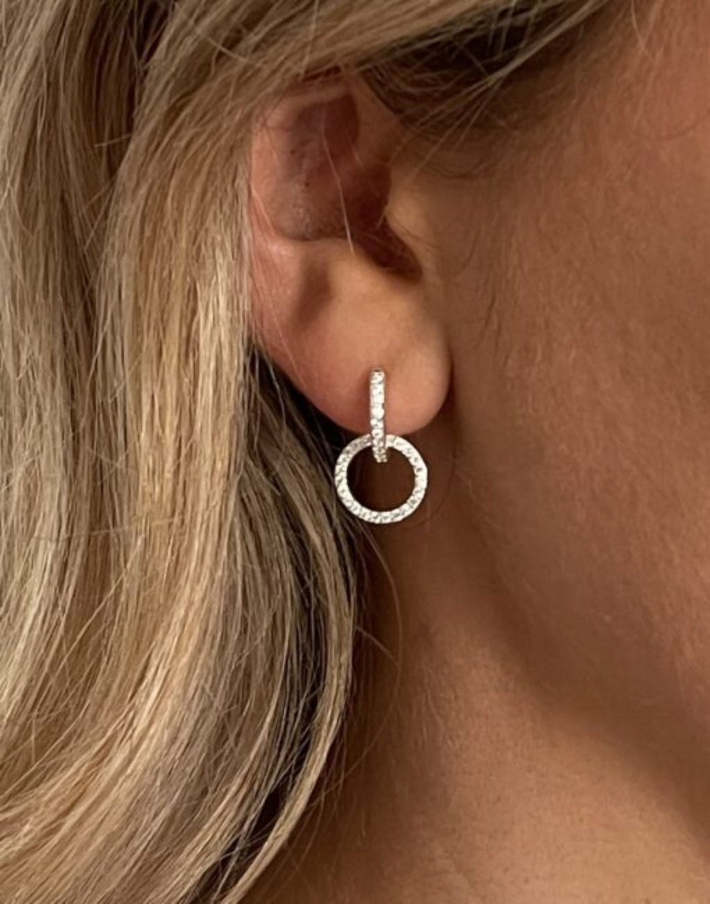 CZ Circle Charm Huggie Earrings