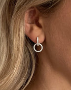 CZ Circle Charm Huggie Earrings