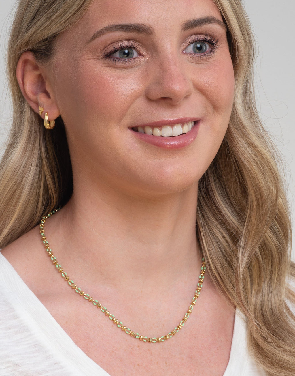 Mint Green Enamel Necklace