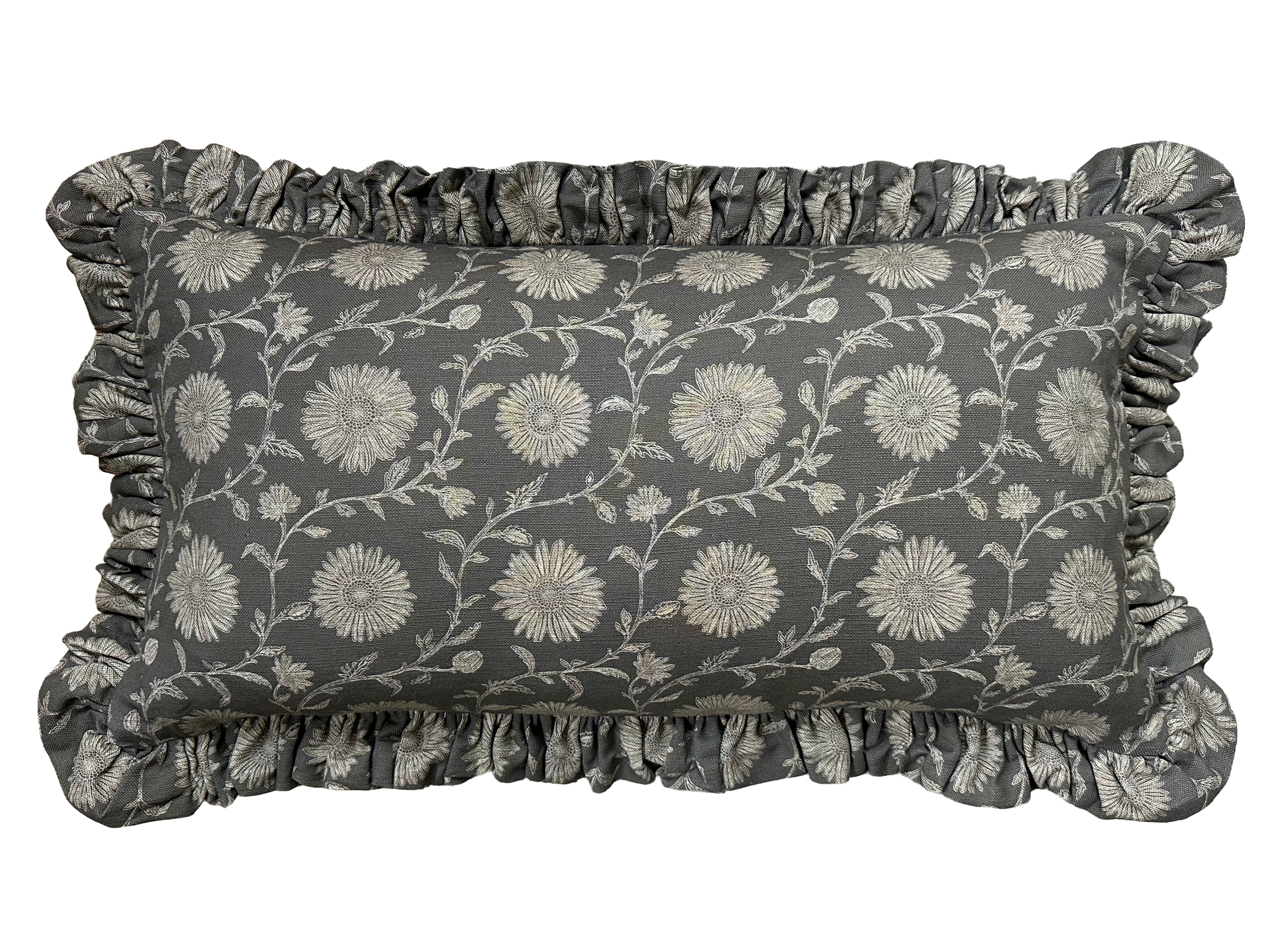 OBLONG RUFFLE CUSHION ~ MOONPENNY WALNUT