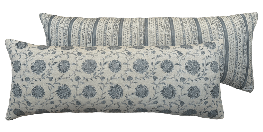 LUMBAR CUSHION ~ MOONPENNY/DAISY CHAIN FLAX FLOWER
