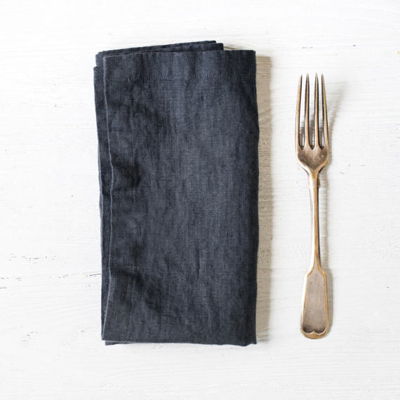 Washed Linen Napkins set of 6 - Charcoal