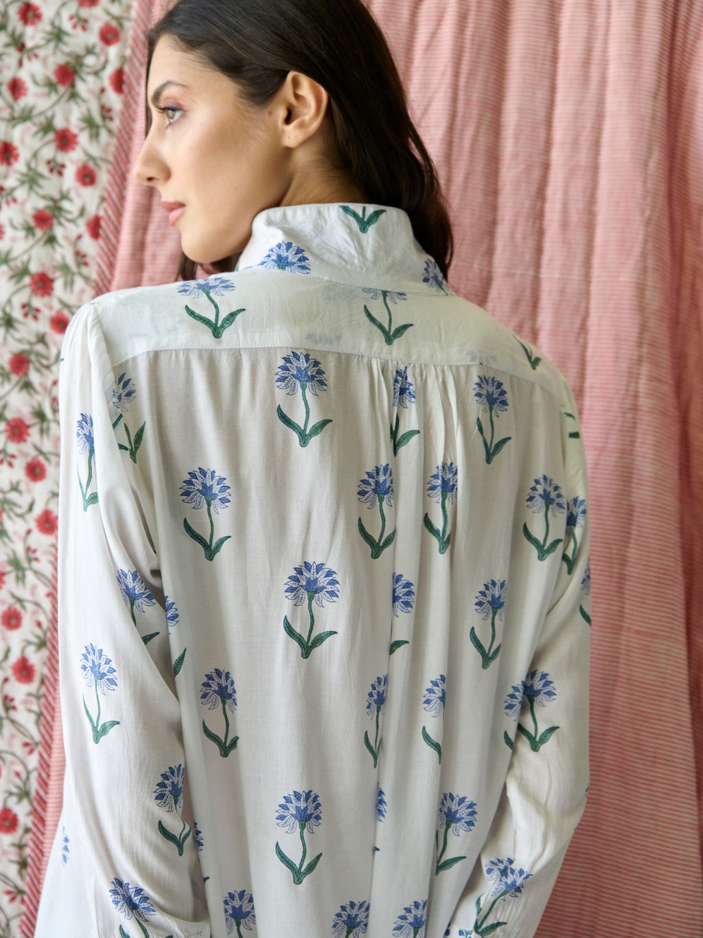 Nancy Night / Beach Shirt in Blue and Green