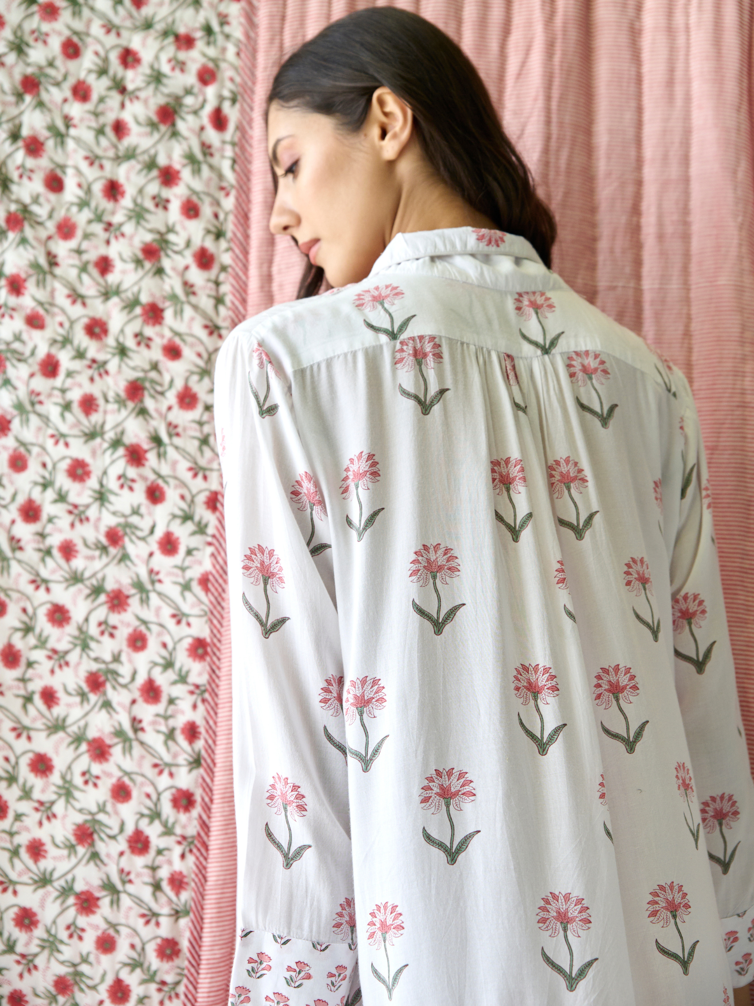 Nancy Night / Beach Shirt in Pink and Green