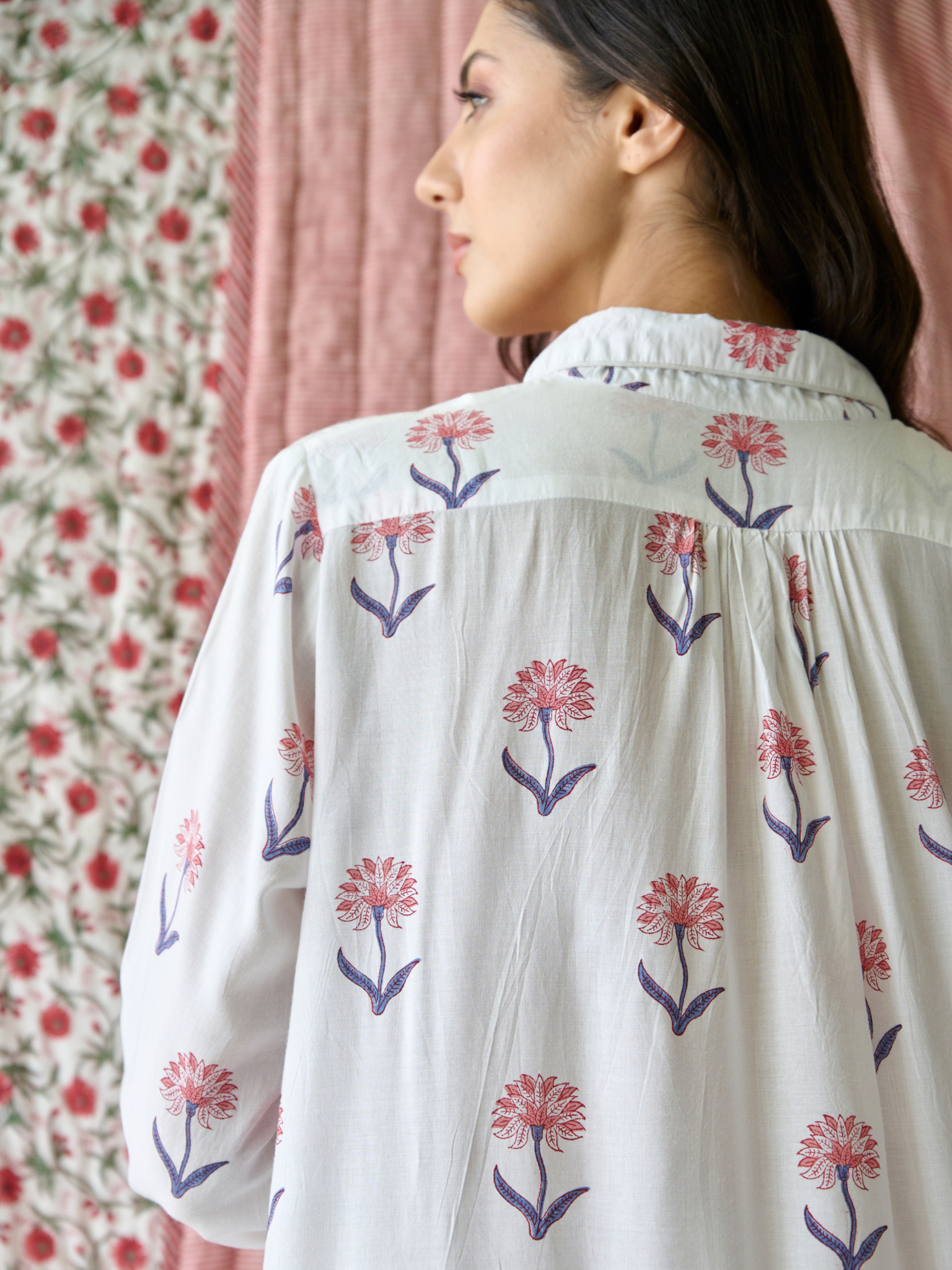 Nancy Night / Beach Shirt in Pink and Blue