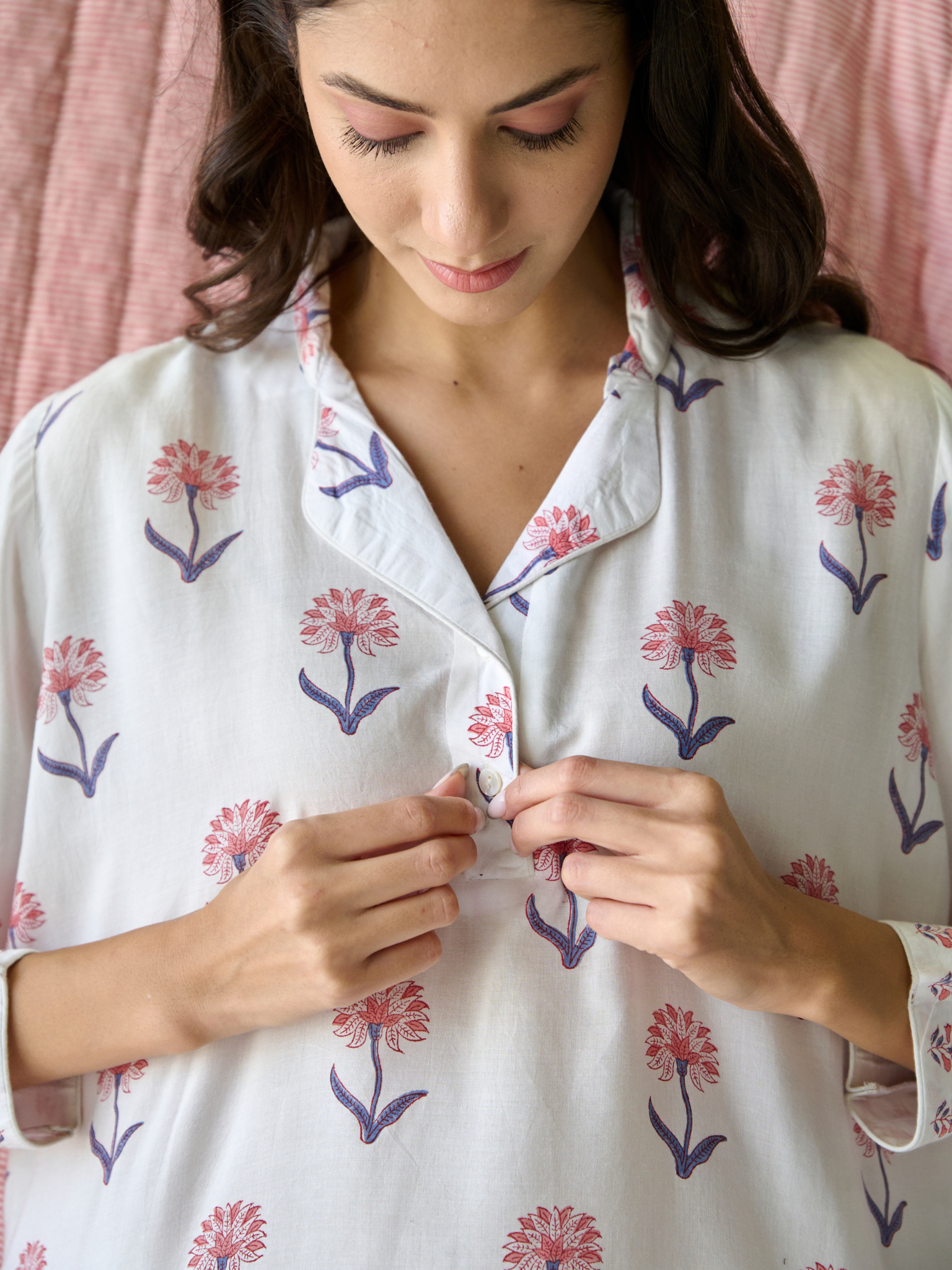 Nancy Night / Beach Shirt in Pink and Blue