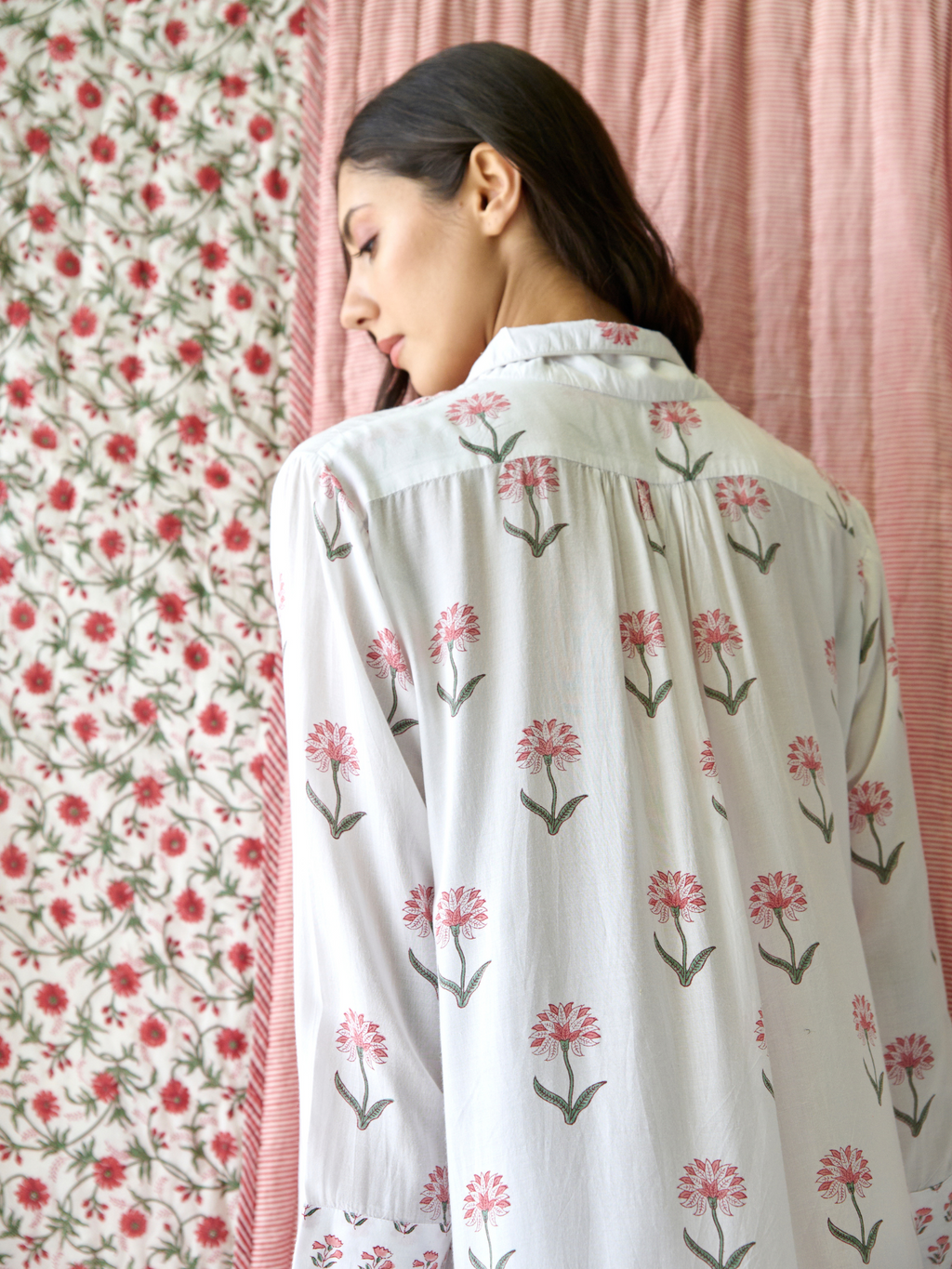Nancy Night / Beach Shirt in Pink and Green