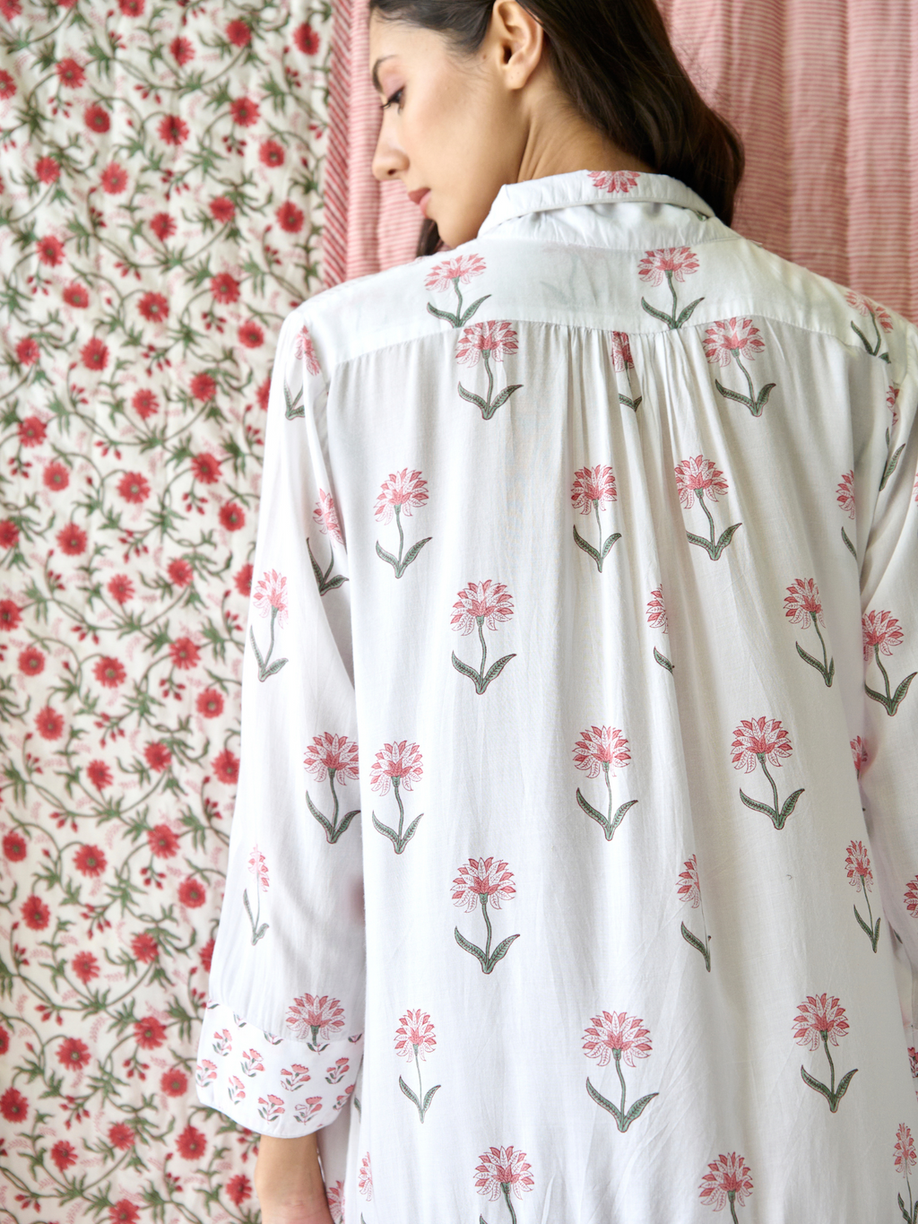 Nancy Night / Beach Shirt in Pink and Green