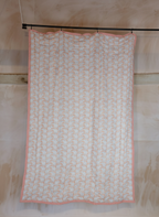 Organic Cotton Elephant Toddler Quilt – Peach Block Printed Reversible Cot Quilt