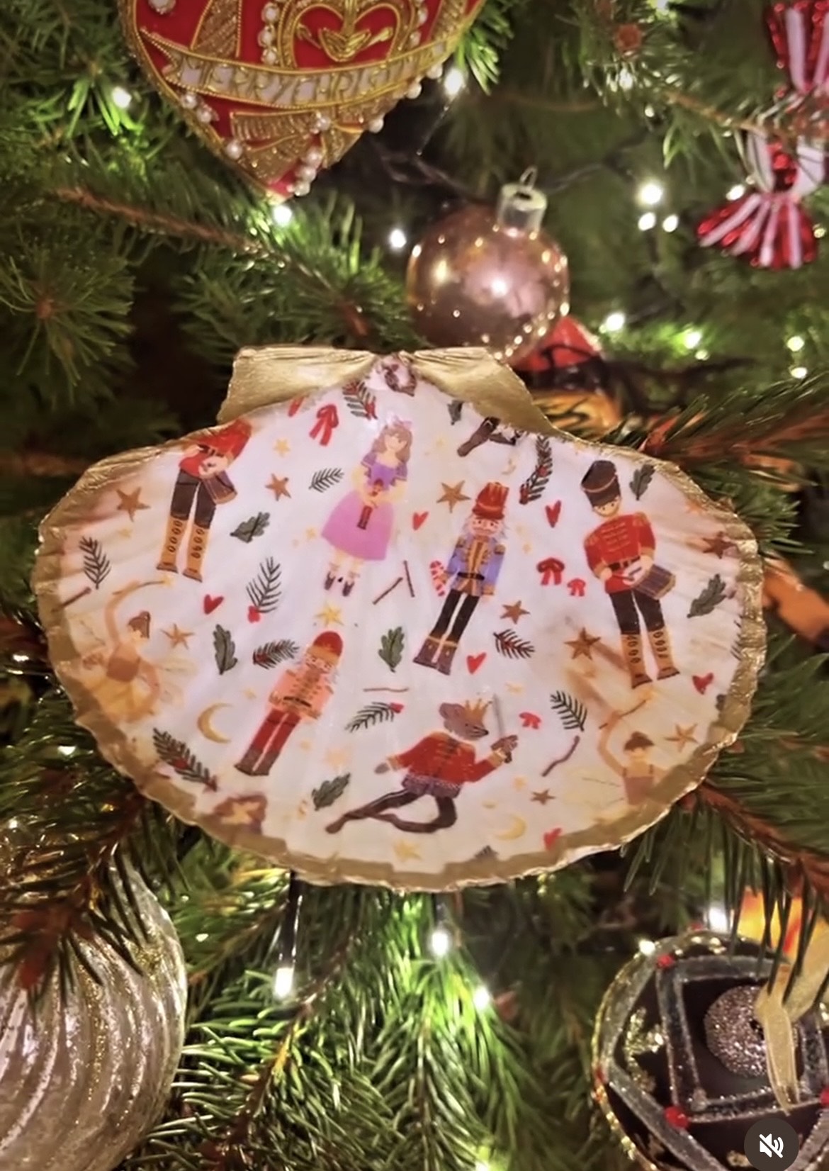 Festive Nutcracker Scallop Ornament.