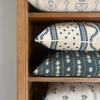 Odette Rectangular Cushion - Cream & Indigo