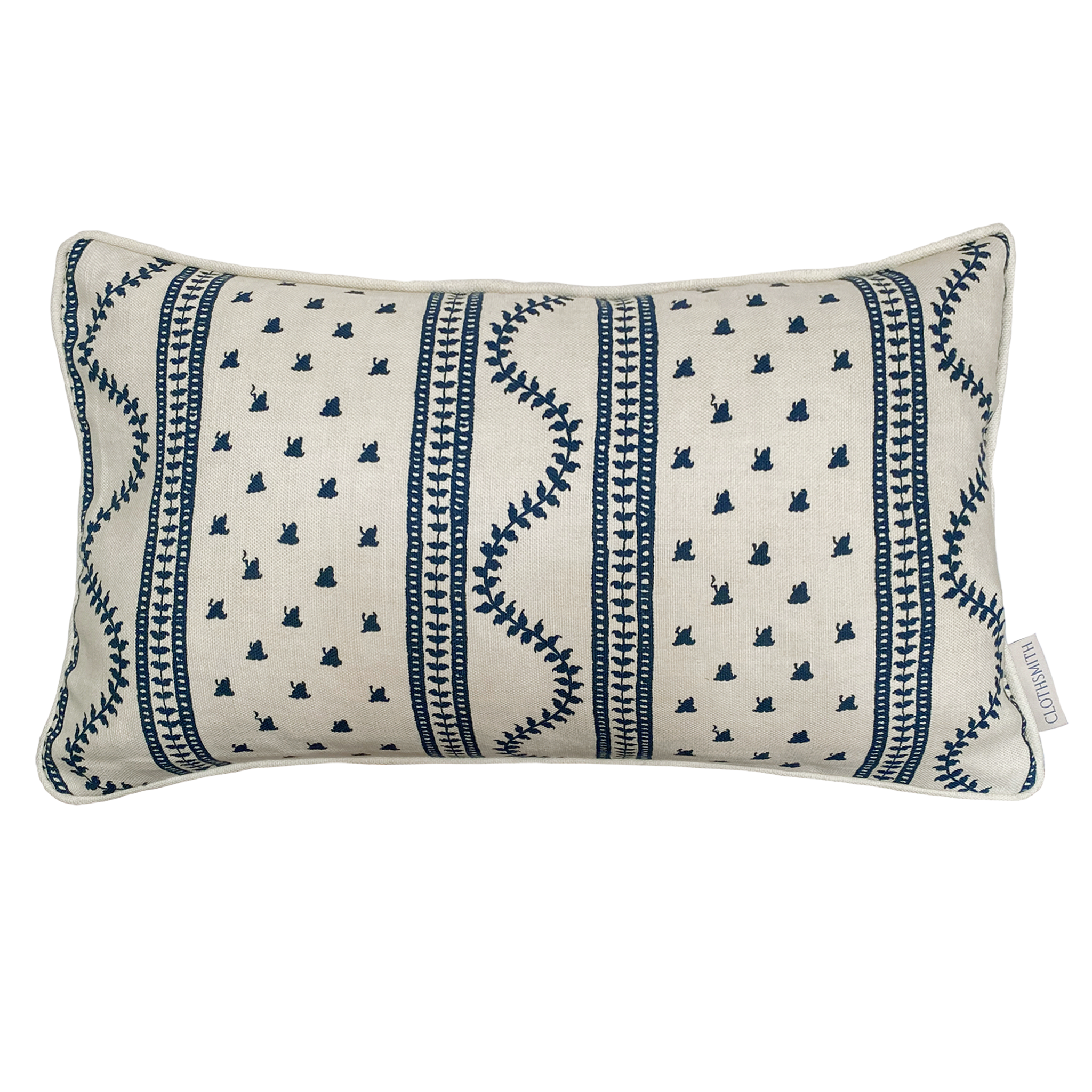 Odette Rectangular Cushion - Cream & Indigo