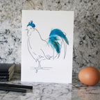 Real Feather Cockerel & Hen Cards