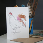 Real Feather Cockerel & Hen Cards