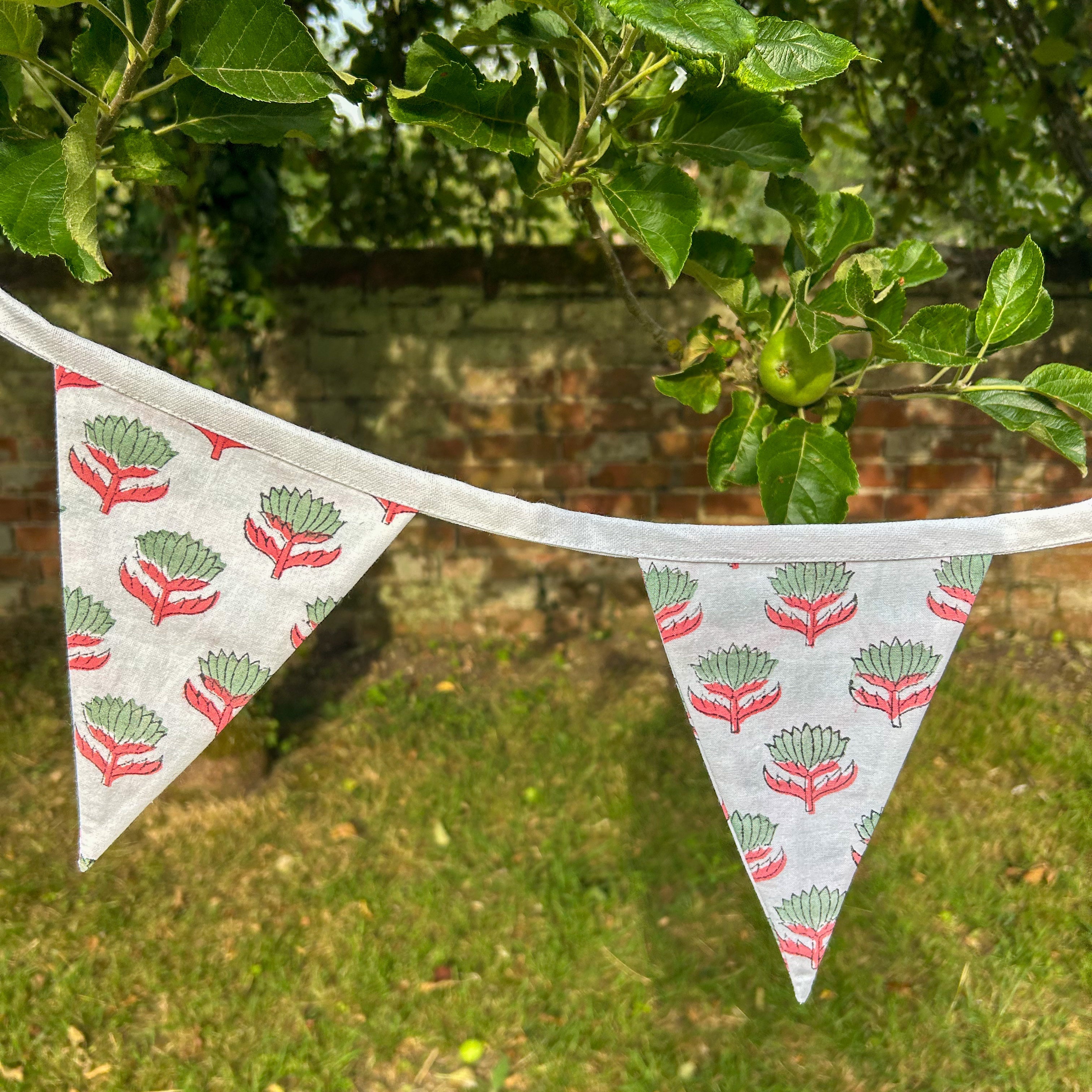Lotus Flower Pink & Sage Flag Bunting