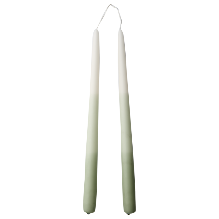 2 Tapered Dinner Candles | Green & Ivory Ombre