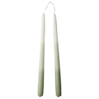 2 Tapered Dinner Candles | Green & Ivory Ombre