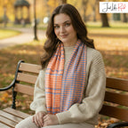 Peach Houndstooth Lambswool Scarf
