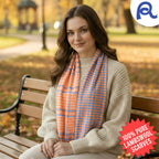 Peach Houndstooth Lambswool Scarf