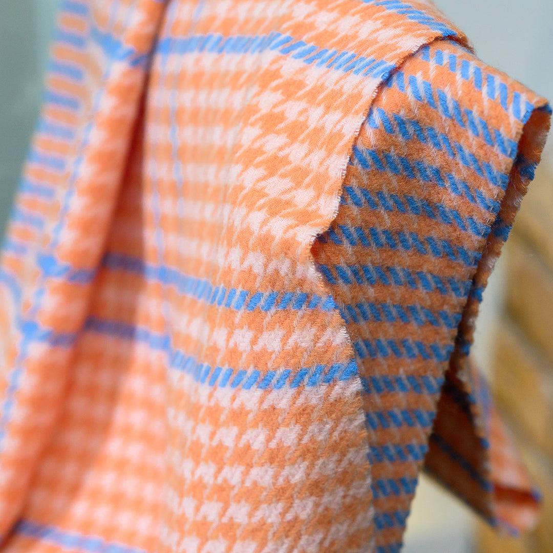 Peach Houndstooth Lambswool Scarf
