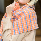 Peach Houndstooth Lambswool Scarf