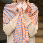 Peach Houndstooth Lambswool Scarf
