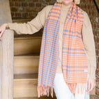 Peach Houndstooth Lambswool Scarf