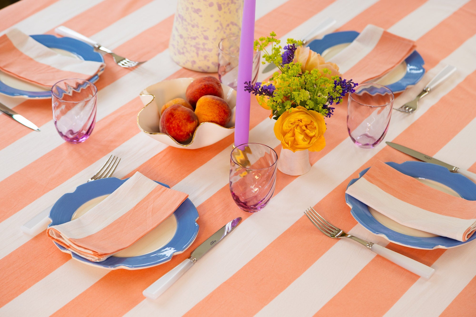 Striped Table Cloth | Peach