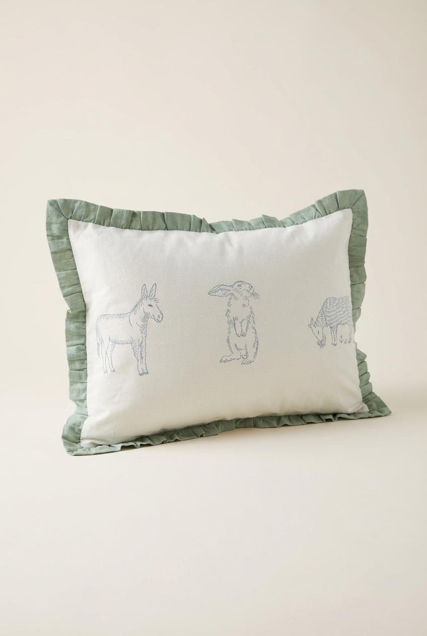 Meadow Nursery Pillow Cover - Blue