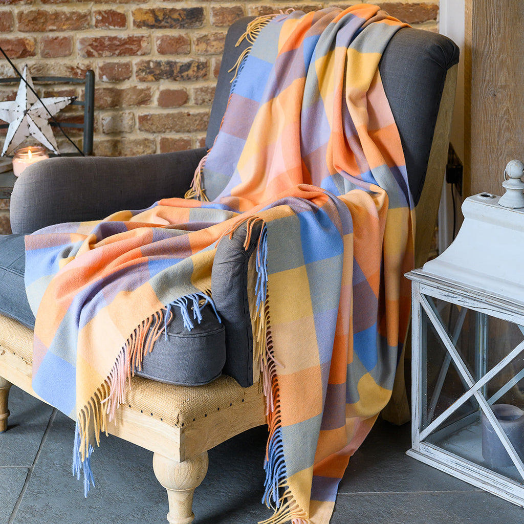 Pineapple Check Tartan Lambswool Blanket