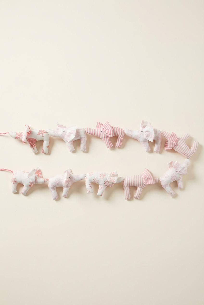 Pink Elephant Nursery Bunting - 10 Elephants