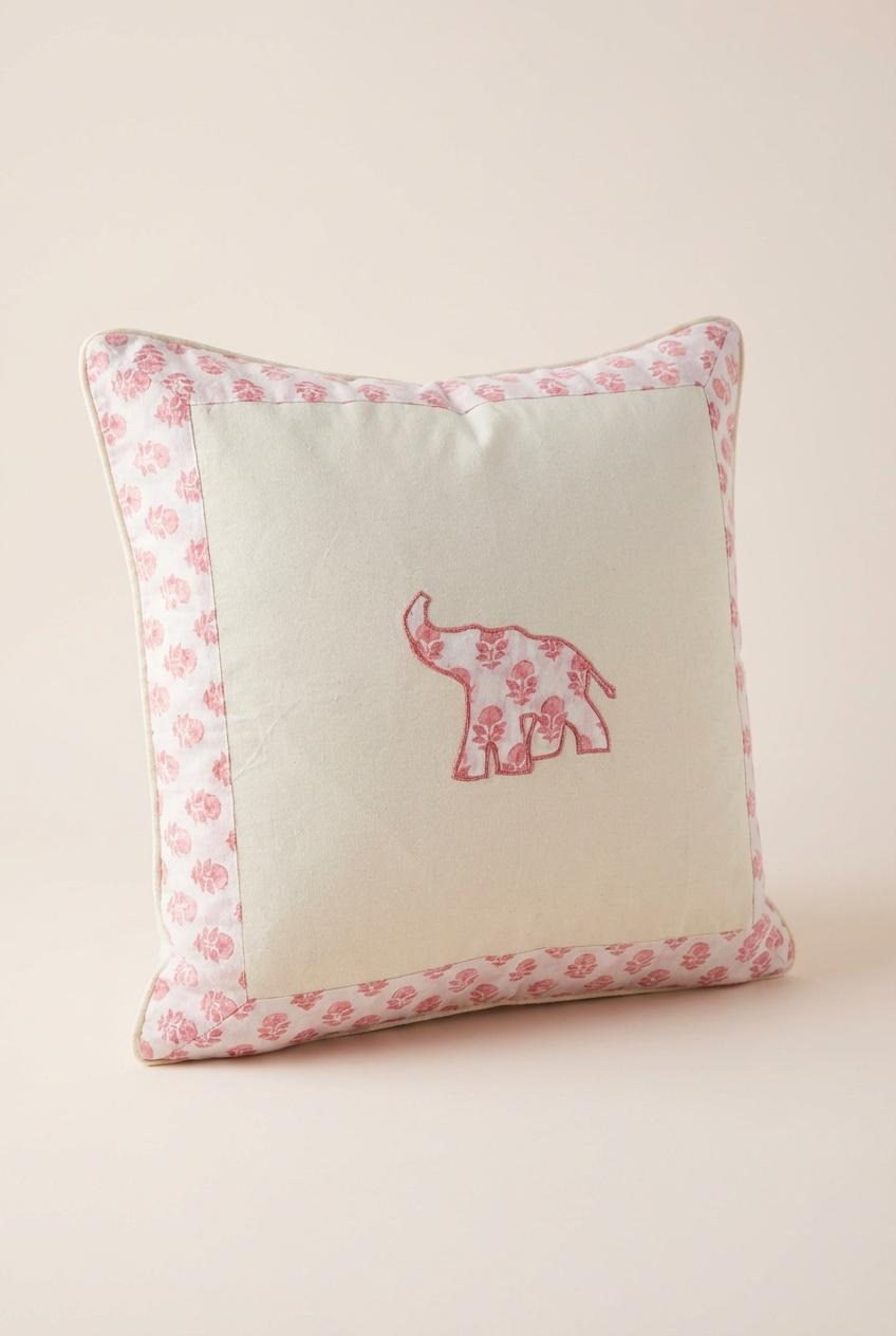 Pink Elephant Cushion Cover