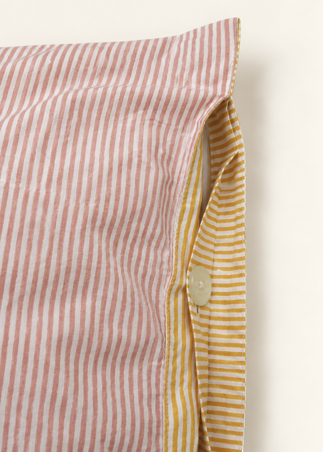 Pink & Yellow Reversible Stripe Pillowcase