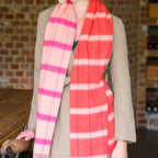 Pink Asymmetrical Check Lambswool Scarf