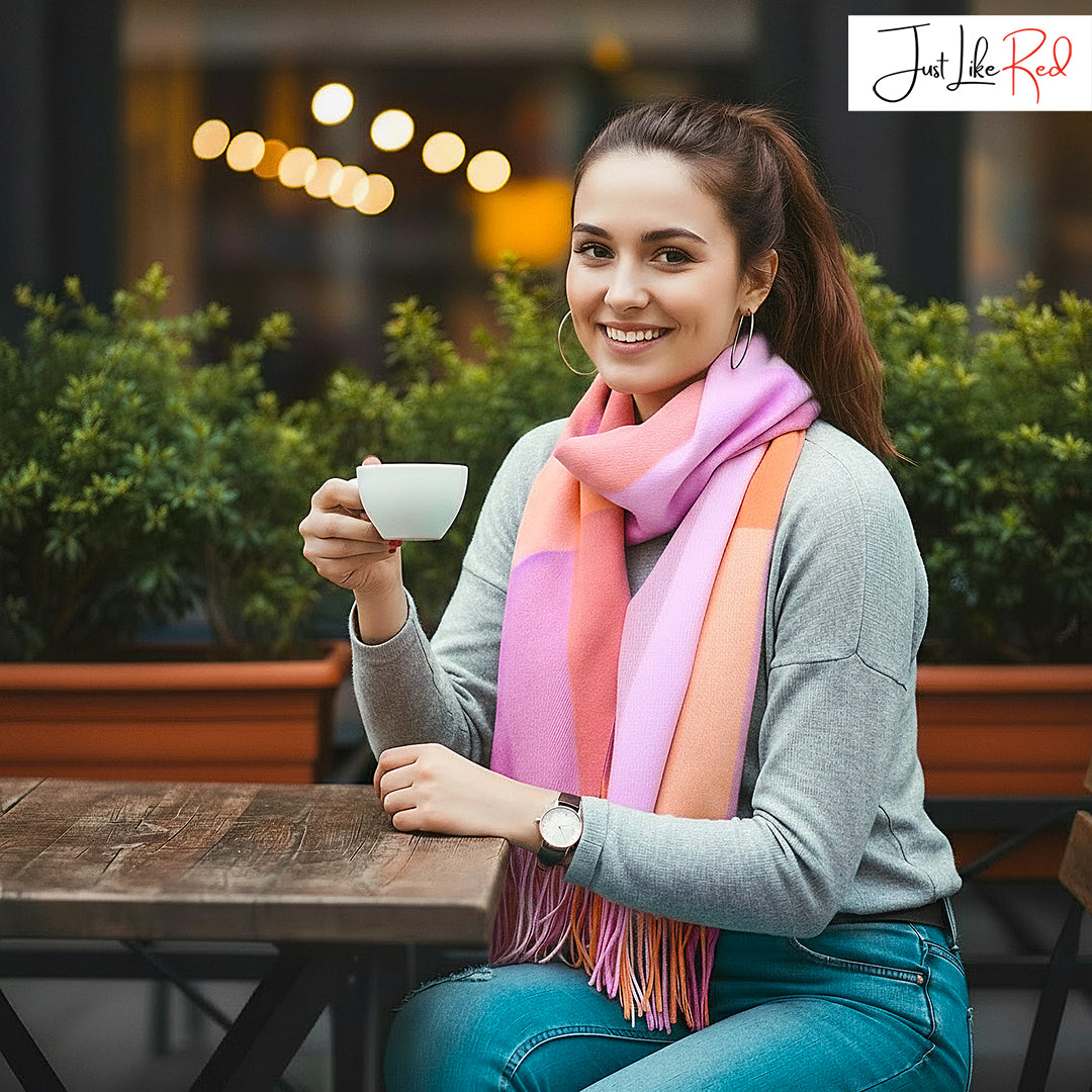 Pink Crush Check Lambswool Scarf