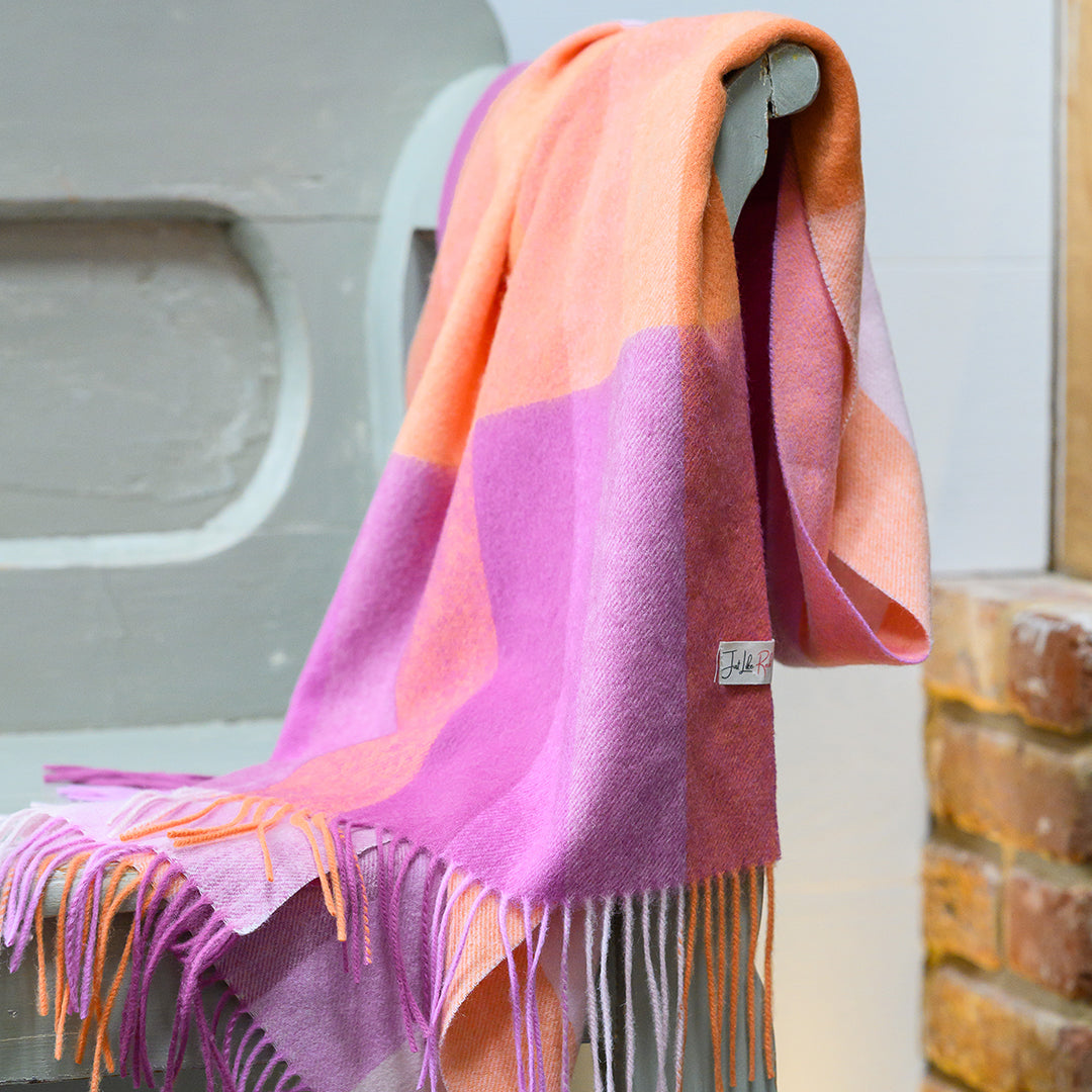 Pink Crush Check Lambswool Scarf