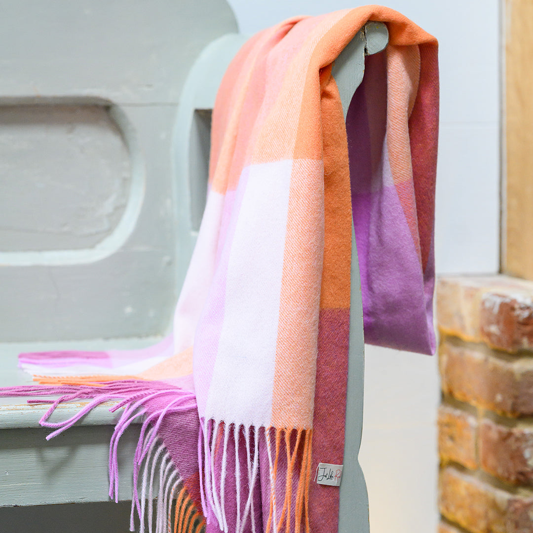 Pink Crush Check Lambswool Scarf