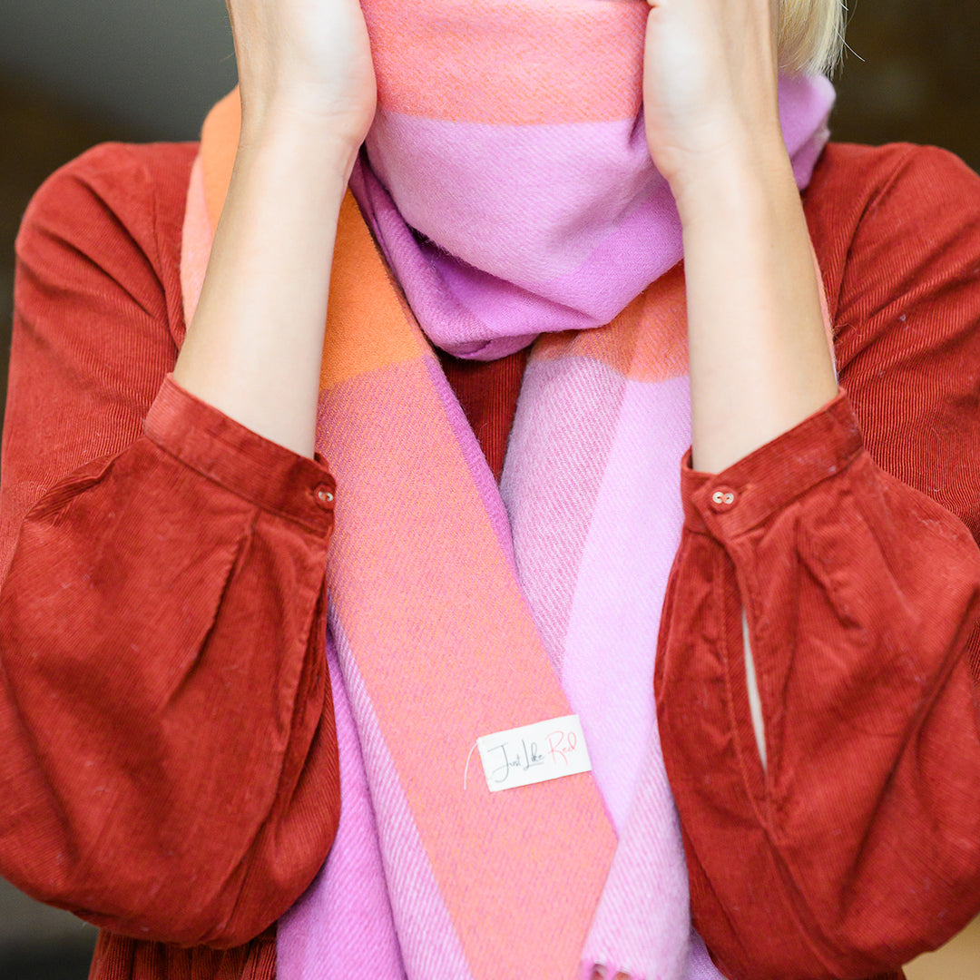 Pink Crush Check Lambswool Scarf